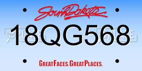 18QG568 South Dakota License Plate