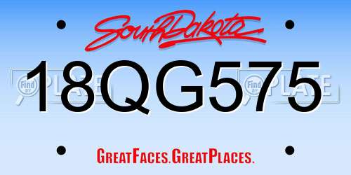 18QG575 South Dakota License Plate