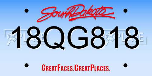18QG818 South Dakota License Plate