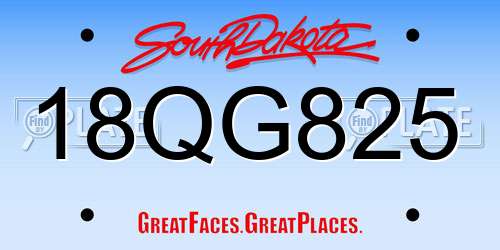 18QG825 South Dakota License Plate