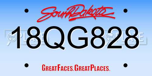 18QG828 South Dakota License Plate