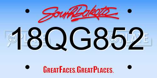 18QG852 South Dakota License Plate