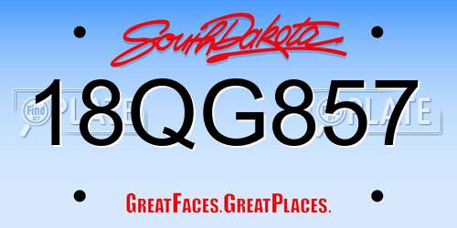 18QG857 South Dakota License Plate