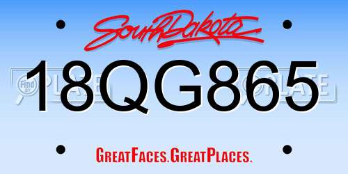 18QG865 South Dakota License Plate