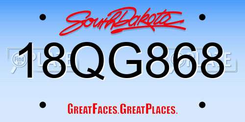 18QG868 South Dakota License Plate