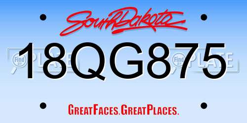 18QG875 South Dakota License Plate