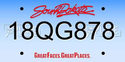 18QG878 South Dakota License Plate