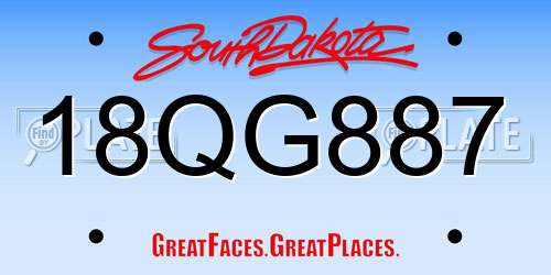 18QG887 South Dakota License Plate