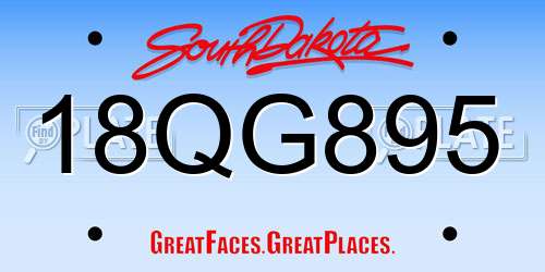 18QG895 South Dakota License Plate