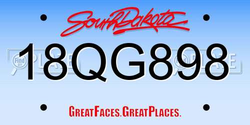 18QG898 South Dakota License Plate