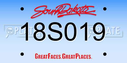 18S019 South Dakota License Plate