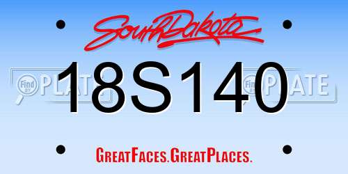 18S140 South Dakota License Plate
