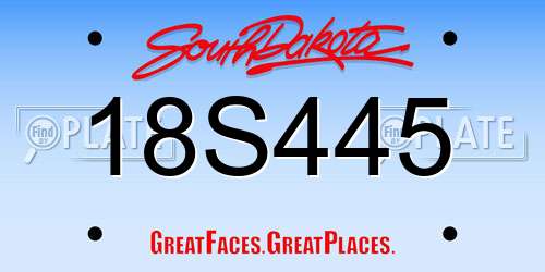 18S445 South Dakota License Plate