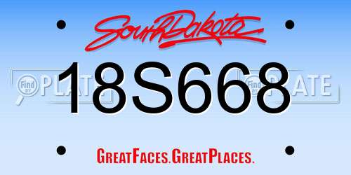 18S668 South Dakota License Plate