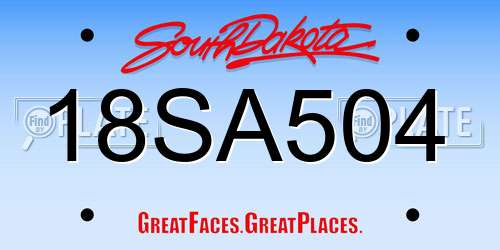 18SA504 South Dakota License Plate
