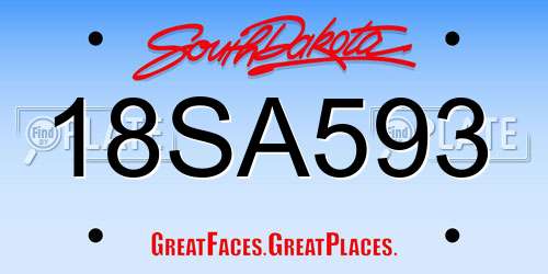 18SA593 South Dakota License Plate