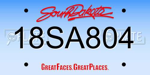 18SA804 South Dakota License Plate