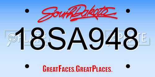 18SA948 South Dakota License Plate