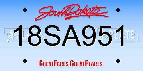 18SA951 South Dakota License Plate