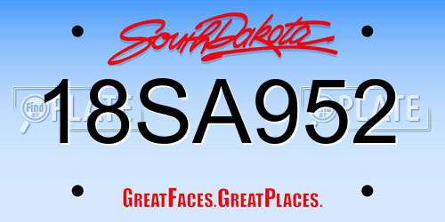 18SA952 South Dakota License Plate