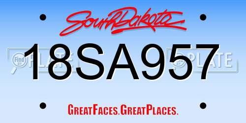18SA957 South Dakota License Plate