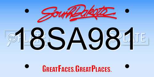 18SA981 South Dakota License Plate