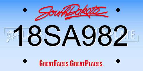 18SA982 South Dakota License Plate
