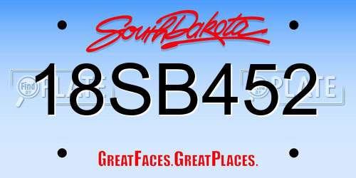 18SB452 South Dakota License Plate