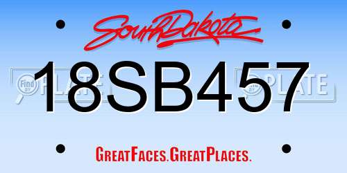 18SB457 South Dakota License Plate