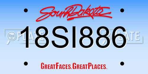 18SI886 South Dakota License Plate