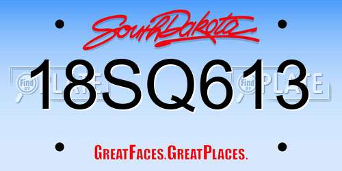 18SQ613 South Dakota License Plate