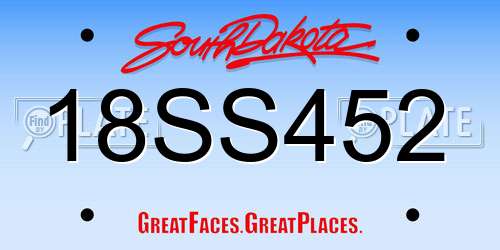 18SS452 South Dakota License Plate