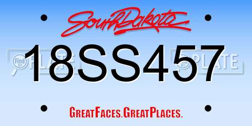18SS457 South Dakota License Plate