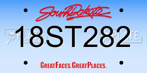 18ST282 South Dakota License Plate
