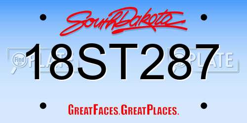 18ST287 South Dakota License Plate
