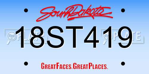 18ST419 South Dakota License Plate