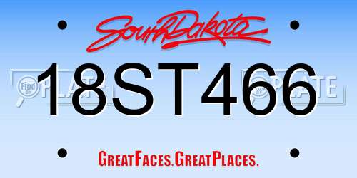 18ST466 South Dakota License Plate