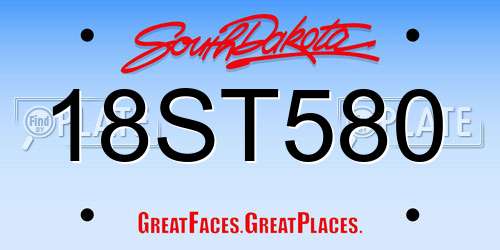 18ST580 South Dakota License Plate