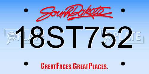 18ST752 South Dakota License Plate
