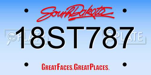 18ST787 South Dakota License Plate