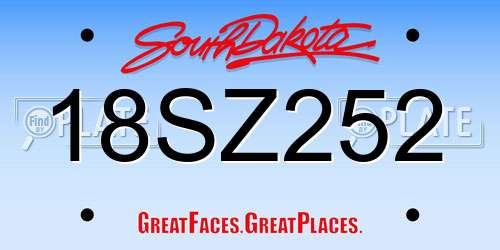 18SZ252 South Dakota License Plate