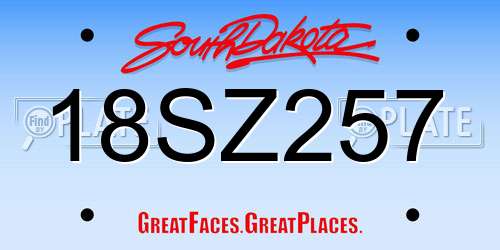 18SZ257 South Dakota License Plate