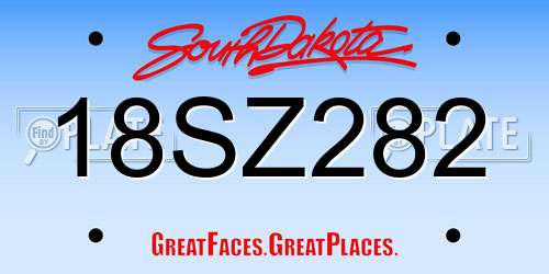 18SZ282 South Dakota License Plate