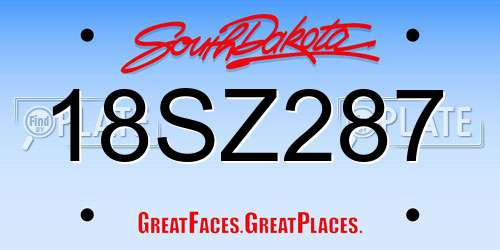 18SZ287 South Dakota License Plate