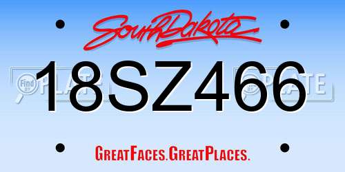 18SZ466 South Dakota License Plate