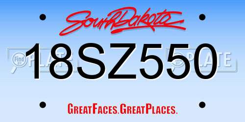 18SZ550 South Dakota License Plate