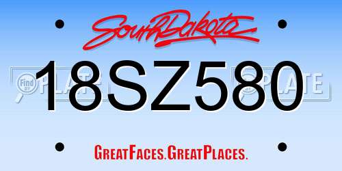 18SZ580 South Dakota License Plate