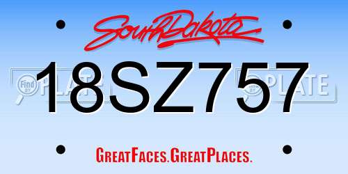 18SZ757 South Dakota License Plate