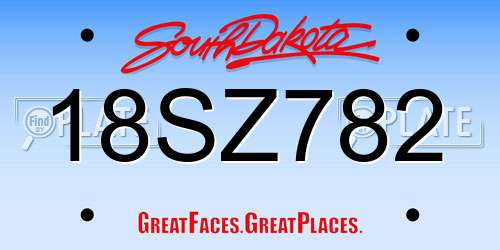 18SZ782 South Dakota License Plate