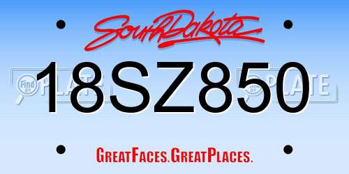 18SZ850 South Dakota License Plate